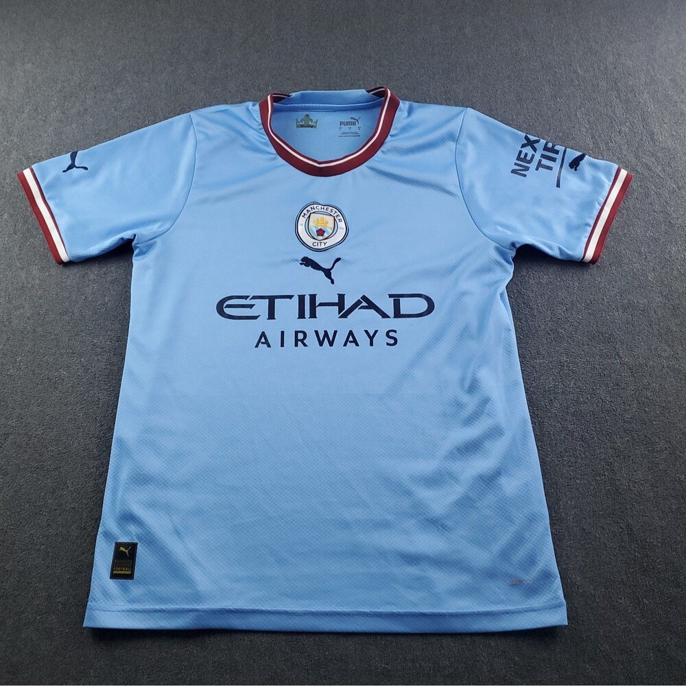Puma Manchester City Haaland #9 Blue Soccer Jersey Shirt Men's Size Small